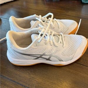 Asics White and Silver Athletic Shoes